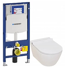 Комплект подвесной унитаз Serel Smart SM25SL + система инсталляции Geberit 111.300.00.5