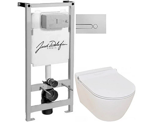 Заказать Комплект подвесной унитаз Serel Smart SM25SL + система инсталляции Jacob Delafon E5504-NF + E4326-CP в магазине сантехники Santeh-Crystal.ru