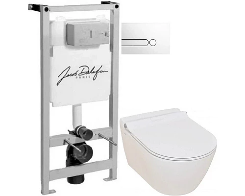 Приобрести Комплект подвесной унитаз Serel Smart SM25SL + система инсталляции Jacob Delafon E5504-NF + E4326-00 в магазине сантехники Santeh-Crystal.ru