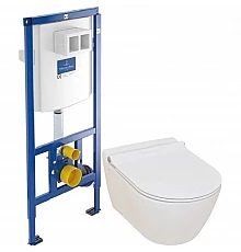 Комплект подвесной унитаз Serel Smart SM25SL + система инсталляции Villeroy & Boch 92246100