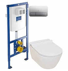 Комплект подвесной унитаз Serel Smart SM25SL + система инсталляции Villeroy & Boch 92246100 + 92249061