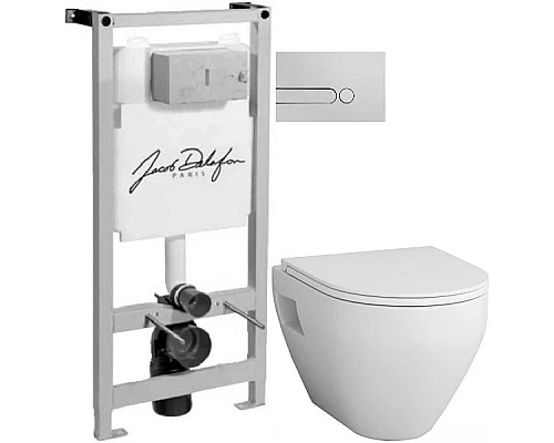 Заказать Комплект подвесной унитаз Am.Pm Spirit 2.0 C701738WH + C707857WH + система инсталляции Jacob Delafon E5504-NF + E4326-CP в магазине сантехники Santeh-Crystal.ru