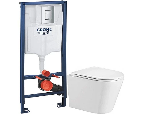 Заказать Комплект подвесной унитаз WeltWasser Salzbach 004GL-WT 10000003666 + система инсталляции Grohe 38772001 в магазине сантехники Santeh-Crystal.ru