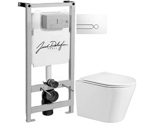 Заказать Комплект подвесной унитаз WeltWasser Salzbach 004GL-WT 10000003666 + система инсталляции Jacob Delafon E5504-NF + E4326-00 в магазине сантехники Santeh-Crystal.ru