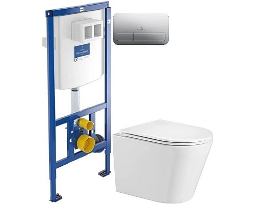 Приобрести Комплект подвесной унитаз WeltWasser Salzbach 004GL-WT 10000003666 + система инсталляции Villeroy & Boch 92246100 + 92249061 в магазине сантехники Santeh-Crystal.ru