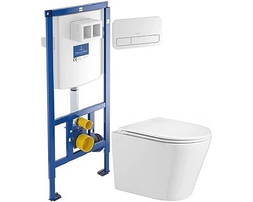 Купить Комплект подвесной унитаз WeltWasser Salzbach 004GL-WT 10000003666 + система инсталляции Villeroy & Boch 92246100 + 92249068 в магазине сантехники Santeh-Crystal.ru