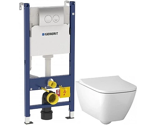 Заказать Комплект подвесной унитаз Geberit Smyle Square 500.683.01.1 + система инсталляции Geberit 458.124.21.1 в магазине сантехники Santeh-Crystal.ru