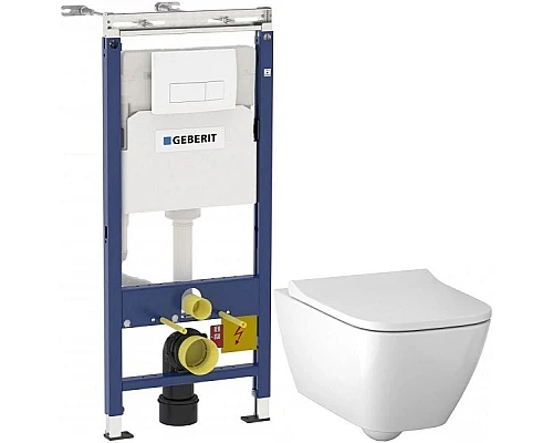 Заказать Комплект подвесной унитаз Geberit Smyle Square 500.683.01.1 + система инсталляции Geberit 458.125.11.1 в магазине сантехники Santeh-Crystal.ru
