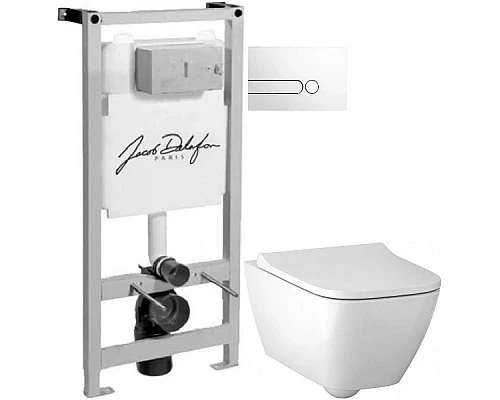 Купить Комплект подвесной унитаз Geberit Smyle Square 500.683.01.1 + система инсталляции Jacob Delafon E5504-NF + E4326-00 в магазине сантехники Santeh-Crystal.ru