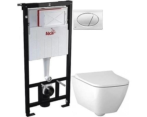 Купить Комплект подвесной унитаз Geberit Smyle Square 500.683.01.1 + система инсталляции AlcaPlast AM101/11203:1RUSSETM71 в магазине сантехники Santeh-Crystal.ru