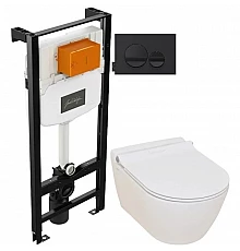 Комплект подвесной унитаз Serel Smart SM25SL + система инсталляции Jacob Delafon E24156-NF + E20859-7-BMT