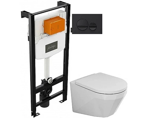 Приобрести Комплект подвесной унитаз Bien Moly MLKA052N1VP0W3000  + система инсталляции Jacob Delafon E24156-NF + E20859-7-BMT в магазине сантехники Santeh-Crystal.ru