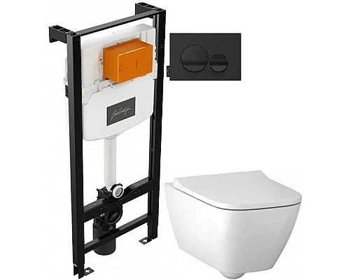 Купить Комплект подвесной унитаз Geberit Smyle Square 500.683.01.1 + система инсталляции Jacob Delafon E24156-NF + E20859-7-BMT в магазине сантехники Santeh-Crystal.ru