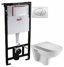 Комплект подвесной унитаз WeltWasser Baarbach 004GL-WT 10000003811 + система инсталляции AlcaPlast AM101/11203:1RUSSETM71