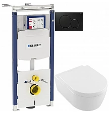 Комплект подвесной унитаз Villeroy & Boch Avento 5656HR01 + система инсталляции Geberit 111.362.00.5 + 115.770.DW.5