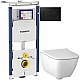 Купить Комплект подвесной унитаз Geberit Smyle Square 500.683.01.1 + система инсталляции Geberit 111.362.00.5 + 115.770.DW.5 в магазине сантехники Santeh-Crystal.ru