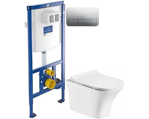 Приобрести Комплект подвесной унитаз Orange C02-100W + система инсталляции Villeroy & Boch 92246100 + 92249061 в магазине сантехники Santeh-Crystal.ru