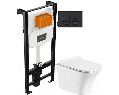 Купить Комплект подвесной унитаз Orange C02-100W + система инсталляции Jacob Delafon E24156-NF + E20859-7-BMT в магазине сантехники Santeh-Crystal.ru