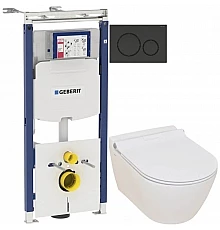 Комплект подвесной унитаз Serel Smart SM25SL + система инсталляции Geberit 111.362.00.5 + 115.882.DW.1