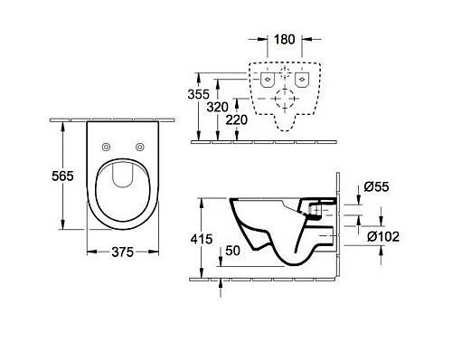 Заказать Комплект подвесной унитаз Villeroy & Boch Subway 2.0 5614R2R1 + система инсталляции Geberit 111.362.00.5 + 115.882.DW.1 в магазине сантехники Santeh-Crystal.ru
