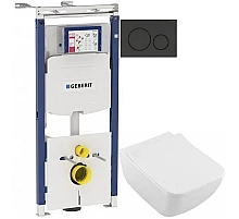 Комплект подвесной унитаз Villeroy & Boch Venticello 4611RSR1 + система инсталляции Geberit 111.362.00.5 + 115.882.DW.1