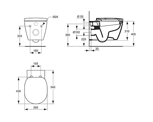 Заказать Комплект Ideal Standard Connect E803501 + E71270 + система инсталляции Jacob Delafon E29025-NF + E29027-CP в магазине сантехники Santeh-Crystal.ru