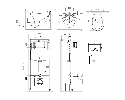 Приобрести Комплект подвесной унитаз + система инсталляции Am.Pm Spirit 2.0 Pro L IS49001.701738 в магазине сантехники Santeh-Crystal.ru