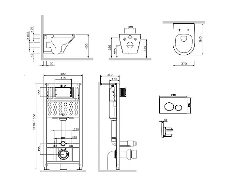 Купить Комплект подвесной унитаз + система инсталляции Am.Pm Inspire Pro L IS49051.501700 в магазине сантехники Santeh-Crystal.ru