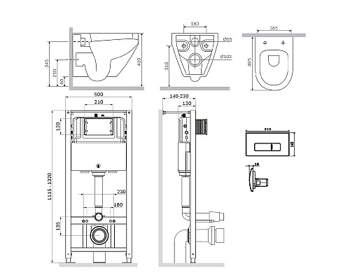 Заказать Комплект подвесной унитаз + система инсталляции Am.Pm Spirit 2.0 Pro M IS48001.701700 в магазине сантехники Santeh-Crystal.ru
