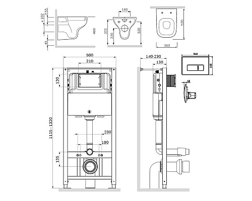 Заказать Комплект подвесной унитаз + система инсталляции Am.Pm Like Pro M IS48001.801700 в магазине сантехники Santeh-Crystal.ru