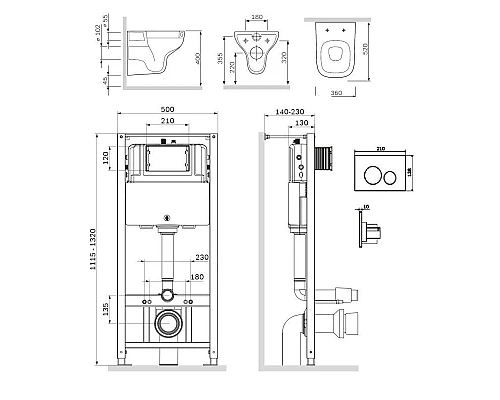 Приобрести Комплект подвесной унитаз + система инсталляции Am.Pm Like Pro L IS49001.801700 в магазине сантехники Santeh-Crystal.ru