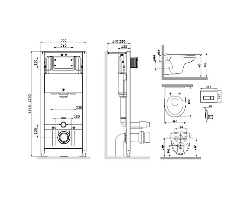 Купить Комплект подвесной унитаз + система инсталляции Am.Pm Sense Pro M IS48001.741700 в магазине сантехники Santeh-Crystal.ru