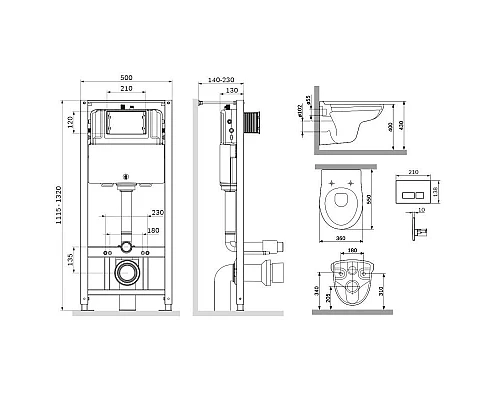 Заказать Комплект подвесной унитаз + система инсталляции Am.Pm Sense Pro S IS47001.741700 в магазине сантехники Santeh-Crystal.ru