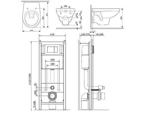 Заказать Комплект подвесной унитаз + система инсталляции Am.Pm Sense IS301.74A1738 в магазине сантехники Santeh-Crystal.ru