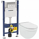 Комплект подвесной унитаз Jaquar Solo SLS-WHT-6953BIUFSM + система инсталляции Geberit 458.124.21.1