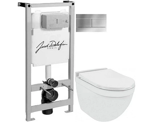 Купить Комплект подвесной унитаз Jaquar Solo SLS-WHT-6953BIUFSM + система инсталляции Jacob Delafon E5504-NF + E4316-CP в магазине сантехники Santeh-Crystal.ru