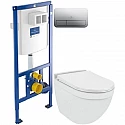 Комплект подвесной унитаз Jaquar Solo SLS-WHT-6953BIUFSM + система инсталляции Villeroy & Boch 92246100 + 92249061