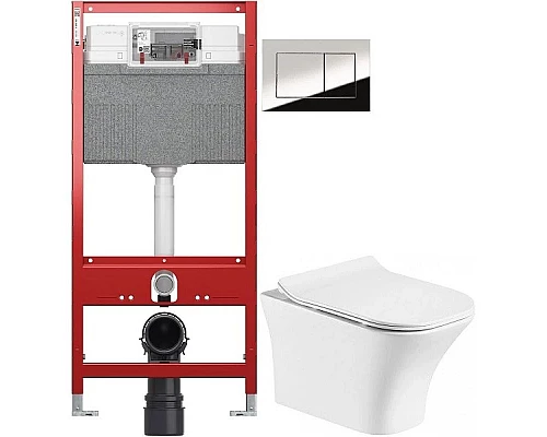 Приобрести Комплект подвесной унитаз Orange C02-100W + система инсталляции Tece 9300302 + 9240401 в магазине сантехники Santeh-Crystal.ru
