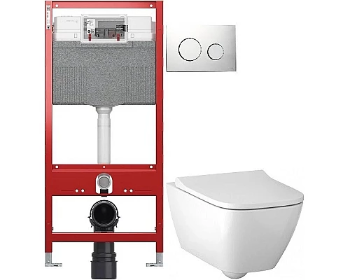 Купить Комплект подвесной унитаз Geberit Smyle Square 500.683.01.1 + система инсталляции Tece 9300302 + 9240921 в магазине сантехники Santeh-Crystal.ru