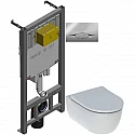 Комплект подвесной унитаз Geberit iCon 500.784.01.1 + система инсталляции Jacob Delafon E29025-NF + E29027-CP