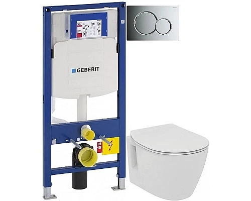 Заказать Комплект подвесной унитаз Ideal Standard Connect Space E804601 + E772401 + система инсталляции Geberit 111.300.00.5 + 115.770.21.5 + 111.815.00.1 в магазине сантехники Santeh-Crystal.ru