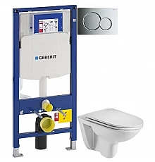Комплект подвесной унитаз WeltWasser Baarbach 004GL-WT 10000003811 + система инсталляции Geberit 111.300.00.5 + 115.770.21.5 + 111.815.00.1