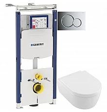 Комплект подвесной унитаз Villeroy & Boch Avento 5656HR01 + система инсталляции Geberit 111.362.00.5 + 115.770.21.5