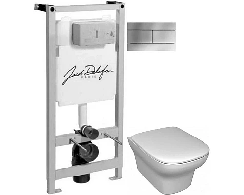 Приобрести Комплект подвесной унитаз Jacob Delafon Vox EDM102-00 + E20142-00 + система инсталляции Jacob Delafon E5504-NF + E4316-CP в магазине сантехники Santeh-Crystal.ru