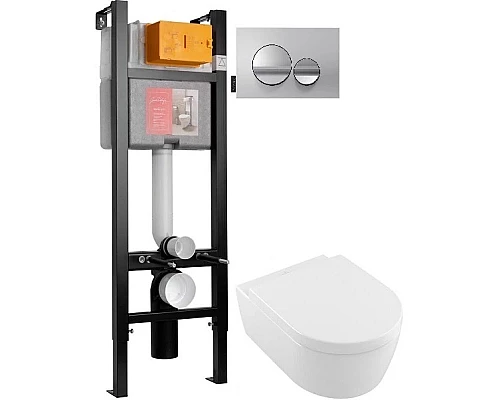 Купить Комплект подвесной унитаз Villeroy & Boch Avento 5656HR01 + система инсталляции Jacob Delafon E33131RU-NF + E20859-CP-MTC в магазине сантехники Santeh-Crystal.ru