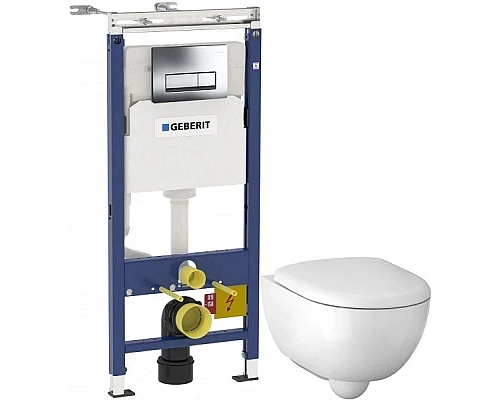 Заказать Комплект подвесной унитаз Geberit Renova Compact 500.803.00.1 + система инсталляции Geberit 458.125.21.1 в магазине сантехники Santeh-Crystal.ru