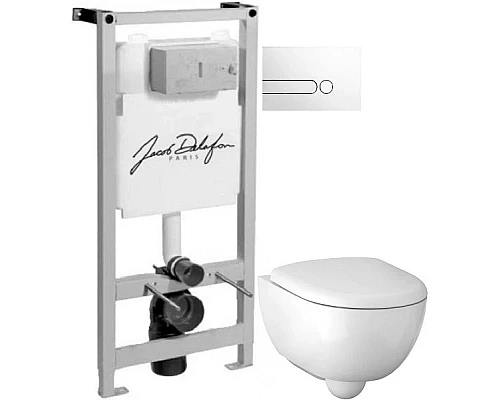 Приобрести Комплект подвесной унитаз Geberit Renova Compact 500.803.00.1 + система инсталляции Jacob Delafon E5504-NF + E4326-00 в магазине сантехники Santeh-Crystal.ru