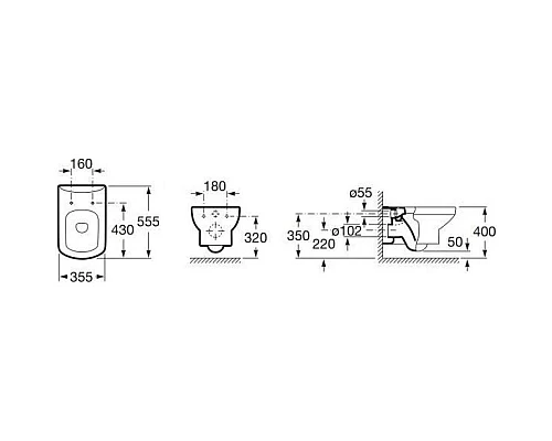 Заказать Комплект подвесной унитаз Roca Dama Senso 346517000 + ZRU9302820 + система инсталляции Geberit 458.125.21.1 в магазине сантехники Santeh-Crystal.ru