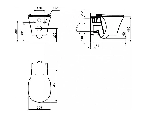 Приобрести Комплект подвесной унитаз E005401 + E036601 + система инсталляции R020467 + R0108AA Ideal Standard Prosys Connect Air E212801 в магазине сантехники Santeh-Crystal.ru