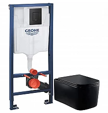 Комплект подвесной унитаз Vincea Ultra VT1-32MB + система инсталляции Grohe 38811kf0